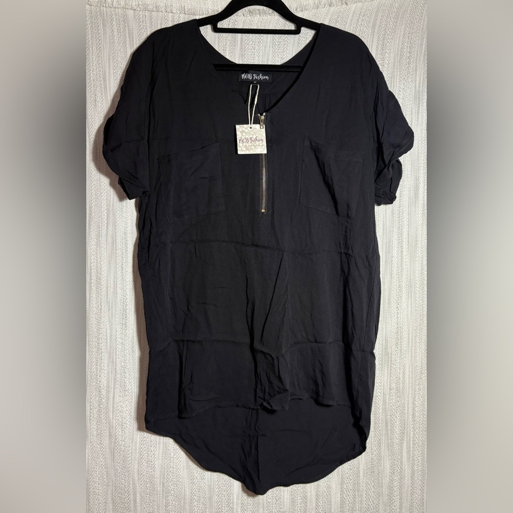 Black Zippered Women's Top